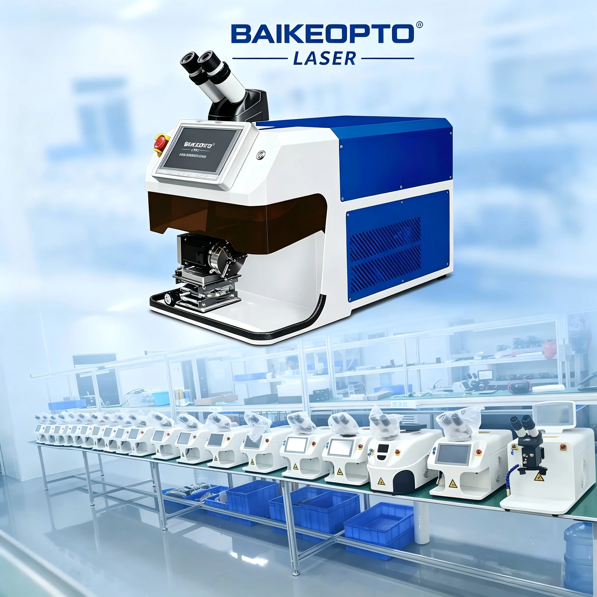 Baikeopto 200W YAG Spot Laser Welder with CCD & Water‑Cooling System for Ring Necklace Repair & Earring Findings Assembly