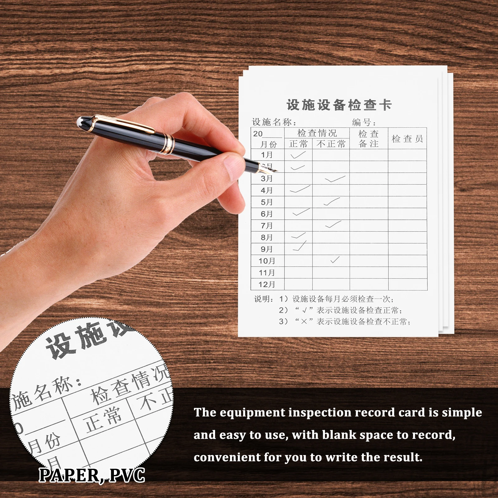 Equipment Inspection Card Record Labels Simple Design Waterproof Sleeve Cable Tie Safety Maintenance Tag