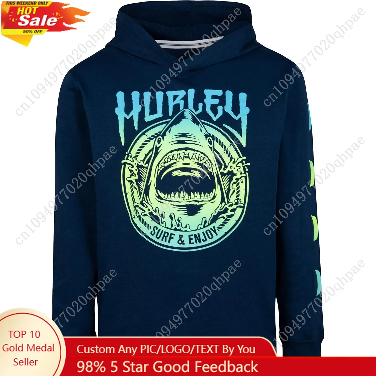 

Hurley boys Boys' Long Sleeve Hooded Graphic T-shirt