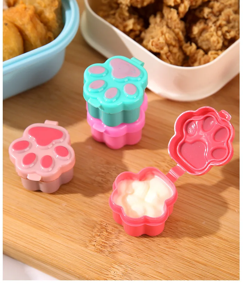 4 stücke Mini Mittagessen Bento Sojasauce Box Nette Design Kunststoff Tragbare Sauce Gläser Würze Spender Mini Salat Tomatensauce Flasche – Detail 15
