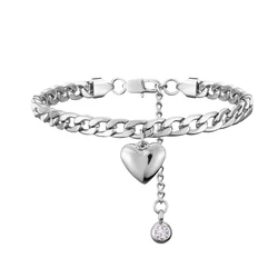 Anklet For Women Silver Color Stainless Steel Cuban Link Ankle Bracelets Summer Fashion Leg Chain Beach Foot Jewelry Ancklets