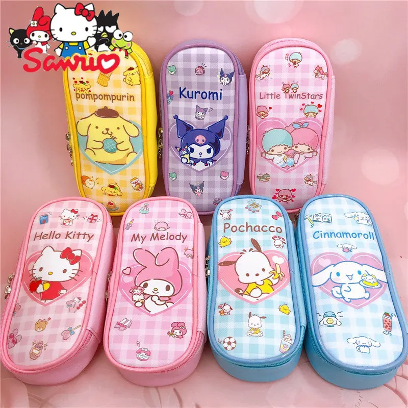 

MINISO Melody Kuromi Hello Kitty Cinnamoroll почтовый мультяшный на молнии полиуретановый пенал для канцелярских принадлежностей Студенческая сумка для карандашей сумка для хранения косметики