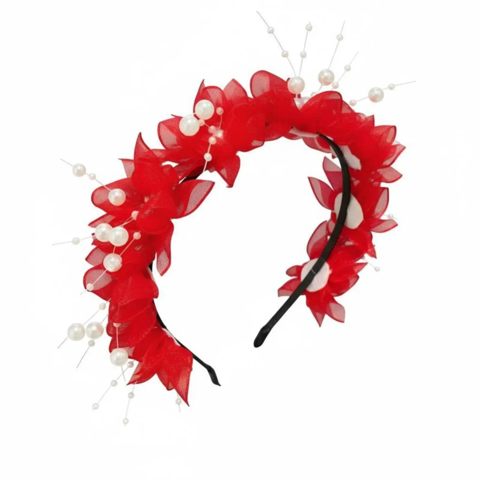 

Floral Hairband for Children, Flower Wreath Headband, Tulle Mesh, Sweet Korean Design, Handmade, Event, Bride