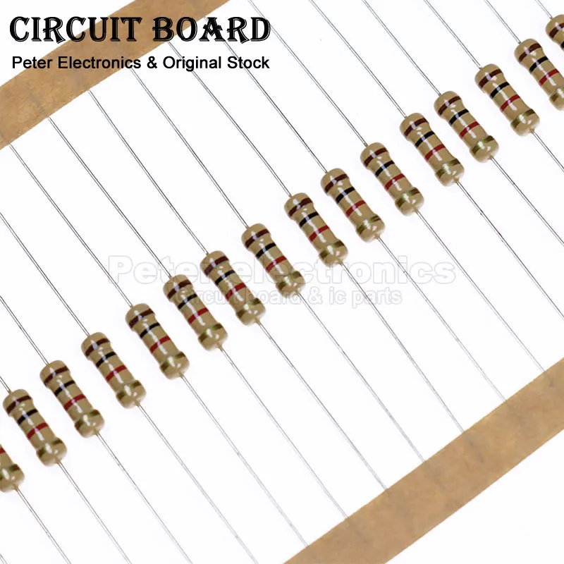 (50pcs) Carbon Film Resistors 1/2W 5% 220K 220R 4.7K 470K 470R 680K 68R 1K 100R 10K 10M 10R 1R Ohm Resistance