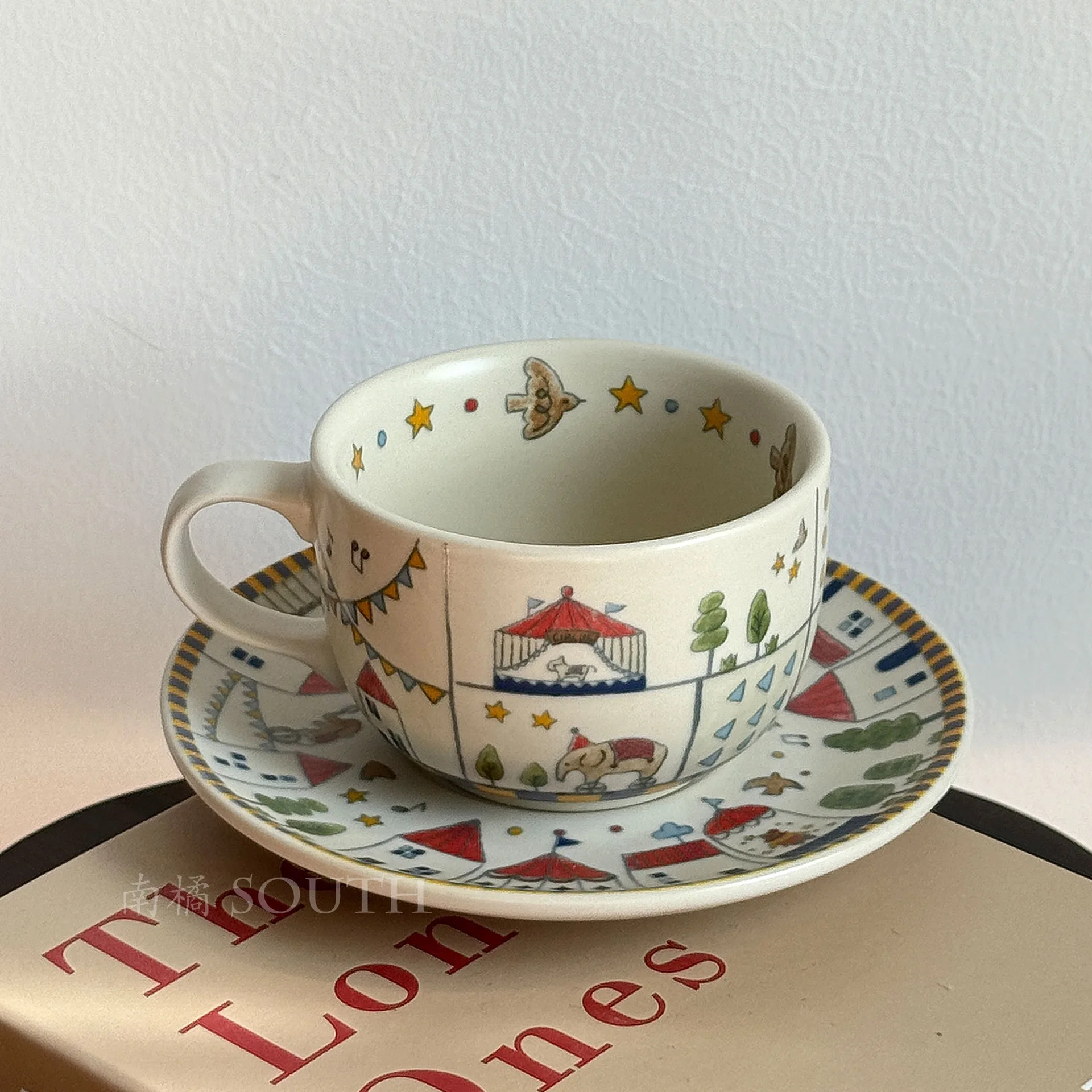 

Vintage Fairy Tale Town Coffee Mug Plate Set, Creative Ceramic Latte Cups, Couple Afternoon Tea Cup, Birthday Gift Water Cup