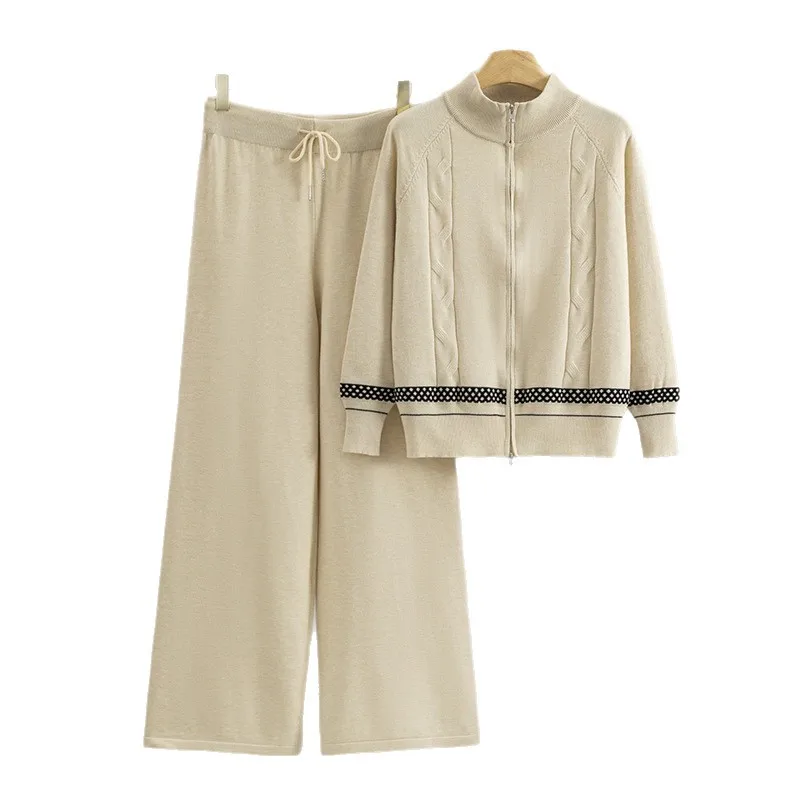 Sweater Coat Women Knit 2 Piece Set Cardigan Wide Leg Pants Suit Knitted Tracksuit Jacket Trousers Outfits Autumn Winter 2026 view 5