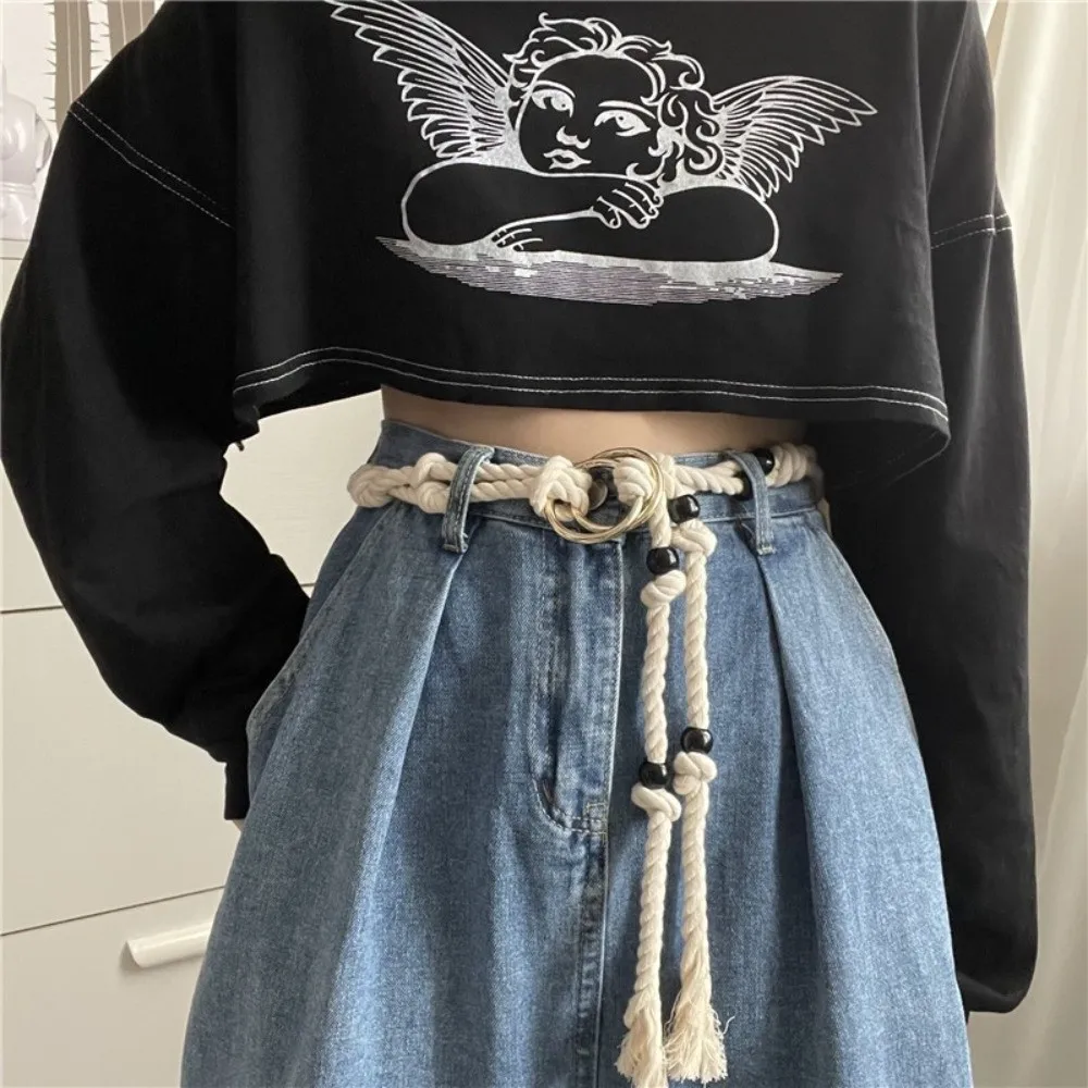 أزياء ربط حبل خشن حزام العرقية نمط فريد حبل حزام الخرز حزمة موضوع حزام الخصر الفتيات حار