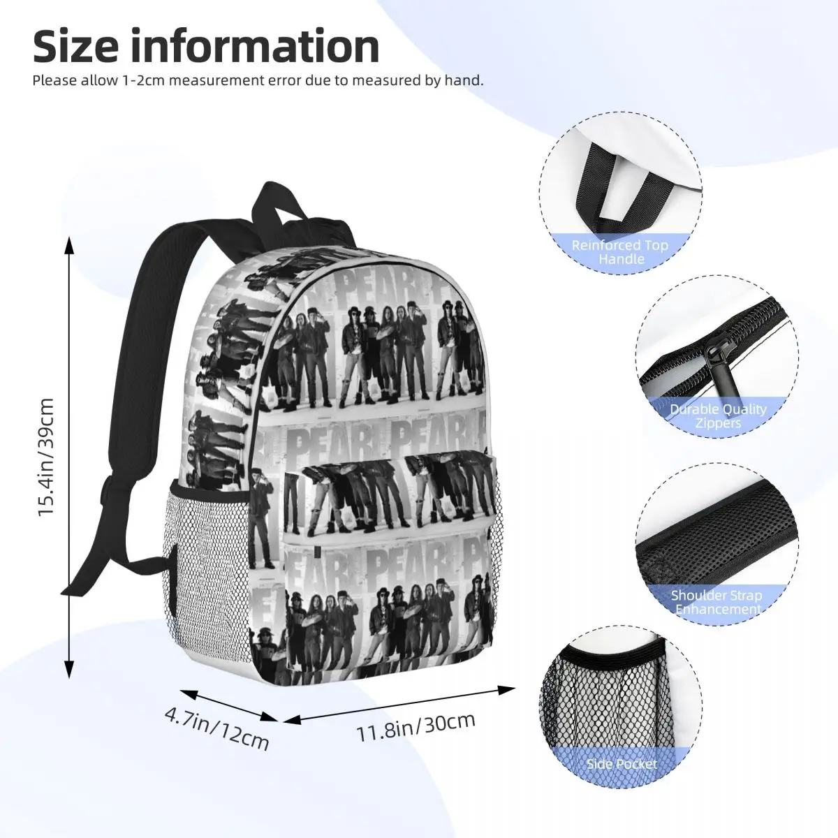 Pearls Jam Band 2024 World Tour Rock Concert Backpack Student Boys Girls BookBag Men Women School Bag Computer Shoulder Bags