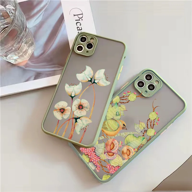 Etui na telefon Birds Watercolor Painted Pattern do iPhone 15 7 8 Plus SE2 X XR XS MAX 14 12 13 mini 11 Pro Max Back Flower Cover