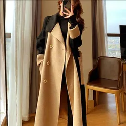 Women Coats Vintage Autumn Winter Fashion V -Neck Outerwear Long Sleeve Double-breasted Jackets Female Elegant Coats