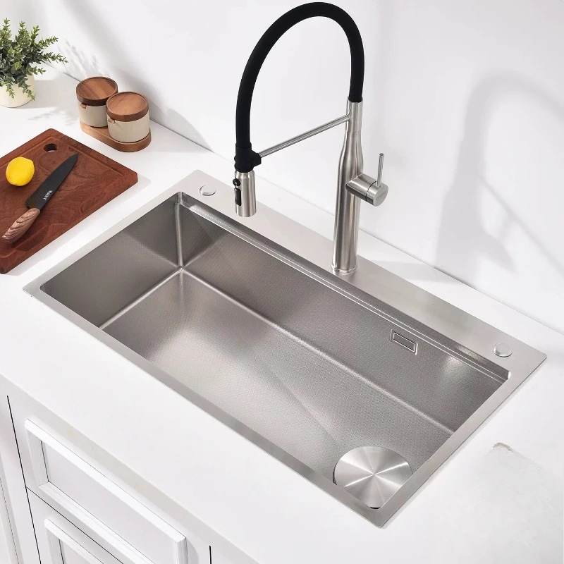 YJQ thickened stainless steel sink kitchen household washing basin dishwasher replacement manual large single tank