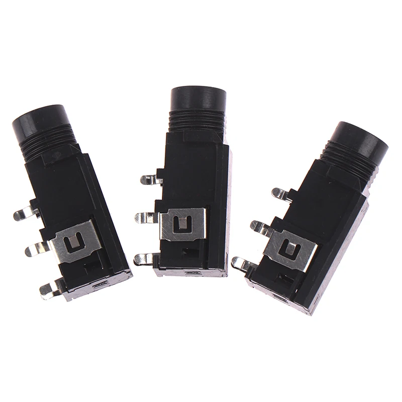 3Pcs/lot 6.35mm Jack Stereo Female Socket Connector Audio Adapter 4pin 