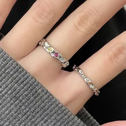 Aesthetic Jewelry Rings For Women Colorful Crystal Zircon Finger Rings Chic Wedding Party Accessories 2023 New Korean Fashion