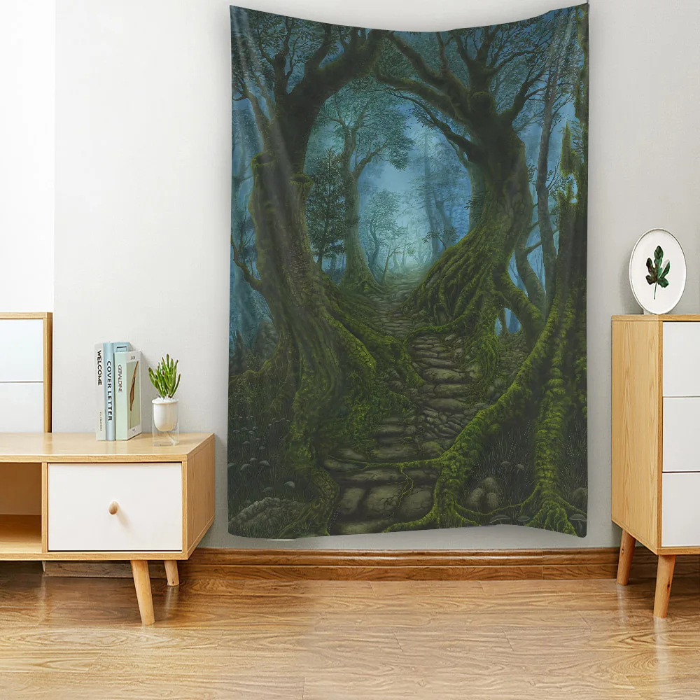 

Psychedelic tree tapestry wall hanging art painting printing wall art hanging cloth bohemian hippie aesthetic room decoration