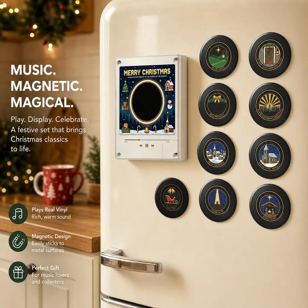 Smart Magnetic Music Fridge Light Touch To Play Vinyl Record Player Night Light Built-in Glow LED Decor Lamp Album Fridge Magnet
