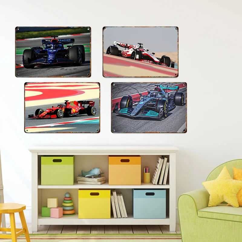الفورمولا 1 سباق المعادن المشارك علامة الزخرفية القصدير اللوحة شعار اللوحة غرفة المعيشة المنزلي المرآب نادي جدار ديكور فني جدارية هدية