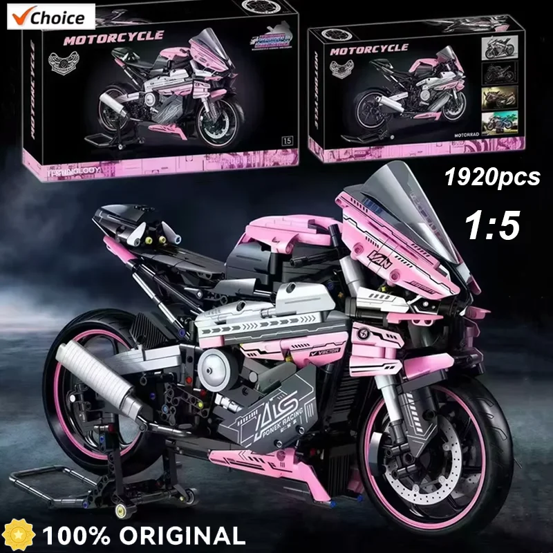 Nouvelles cloches de construction de moto, Simulation de modèle de moto, modèle d'assemblage de décoration, jouets de bricolage différents, cadeau d'anniversaire pour garçon, 1920 pièces