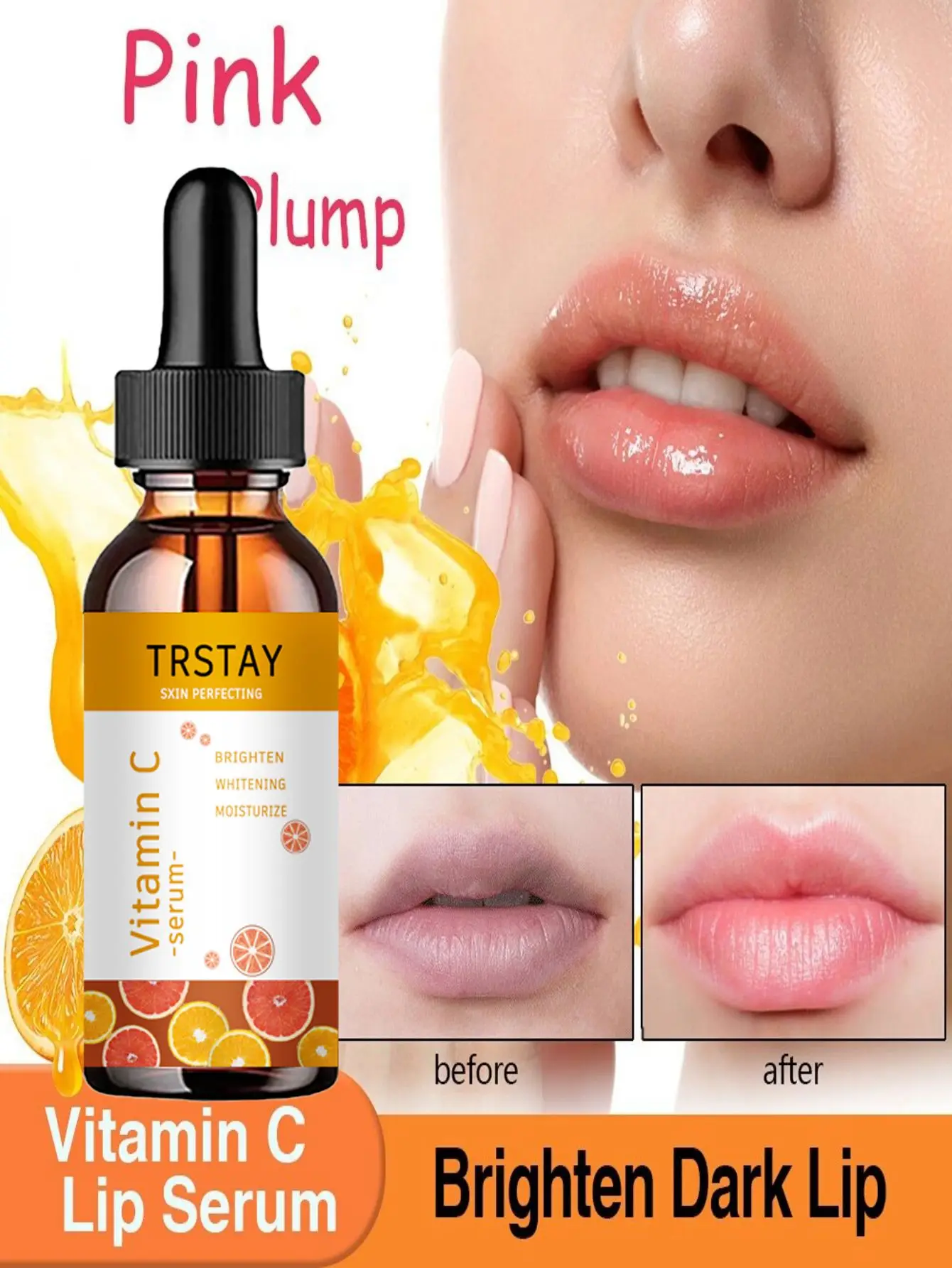 Vitamin C Serum For Face Hyaluronic Acid Brightening Smoothing VC Dark Spots Fine Line Wrinkles Dark Lip Lightening Essence