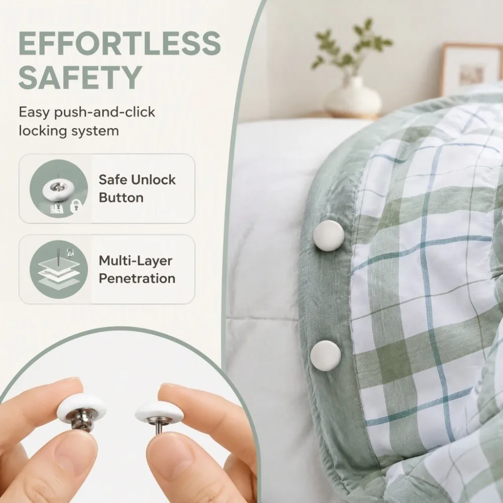 16PCS Soft White Duvet Cover Clip Compact Mushroom Shape Bed Sheet Fastener Comforter Clip Pillow Cover