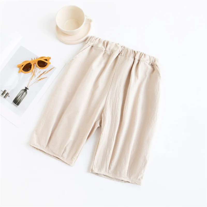 Summer Kids Calf-Length Pants 2-7Years Children's Wide Leg Pants Baby Girls Boys Cotton Linen Bloomers Casual Loose Trousers