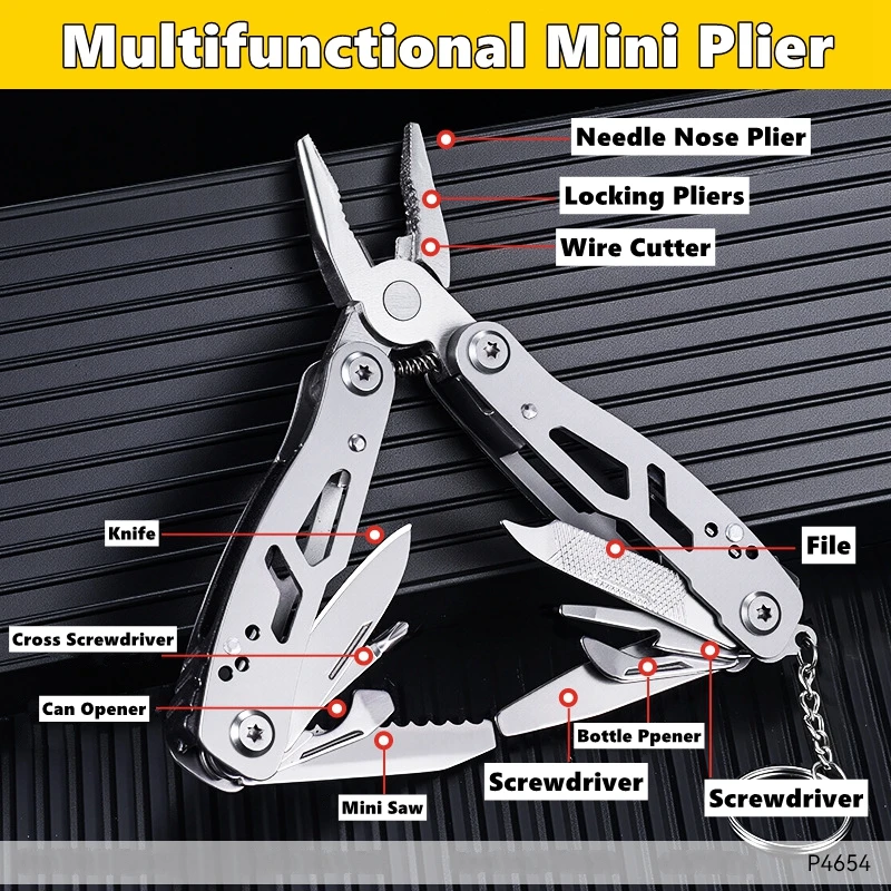 Pocket Mini Tang Mes Schroevendraaier Opvouwbare Kleine Multitool Opener Nagelvijl Precisietang Handgereedschap Outdoor Noodhulpmiddel