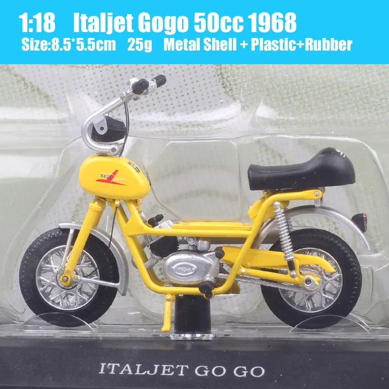 1/18 Scale Atlas Small Vintage Italjet Gogo 50cc 1968 Moped Model Bike Diecasts & Toy Vehicles Bicycle Motorcycle For boys Gifts