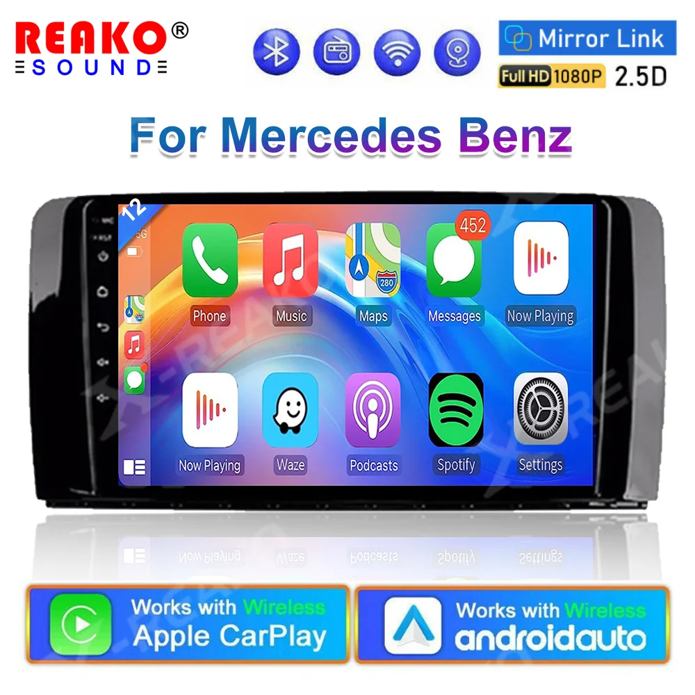 REAKOSOUND Car Stereo  Android 12 Car Radio Auto Audio GPS For Mercedes Benz ML GL W164 ML350 ML500 GL320 X164 ML280 GL350 GL450