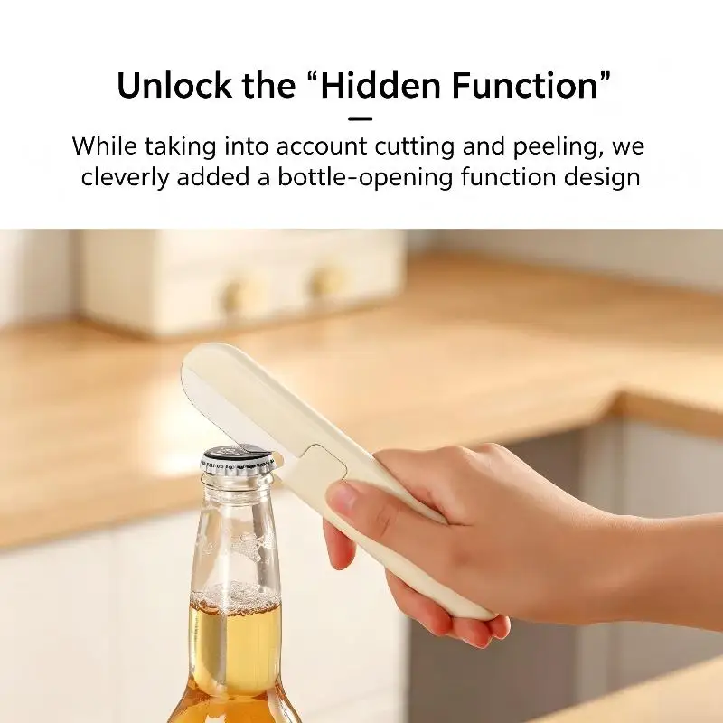 ~Multi-Functional Split‑Design Multi‑Purpose Fruit Knife, Portable Stainless Steel Peeler & Cutter With 135° Rotatable Peeling