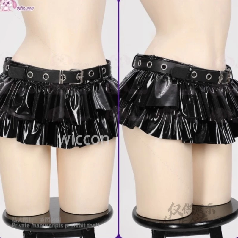 Anime Duivel Knop Kat Leuke Schattige PU Leer Y2k Zwarte Jurk Pruiken Jirai Kei Stijl Rollenspel Cool Sexy Cosplay Kostuum Vrouwen