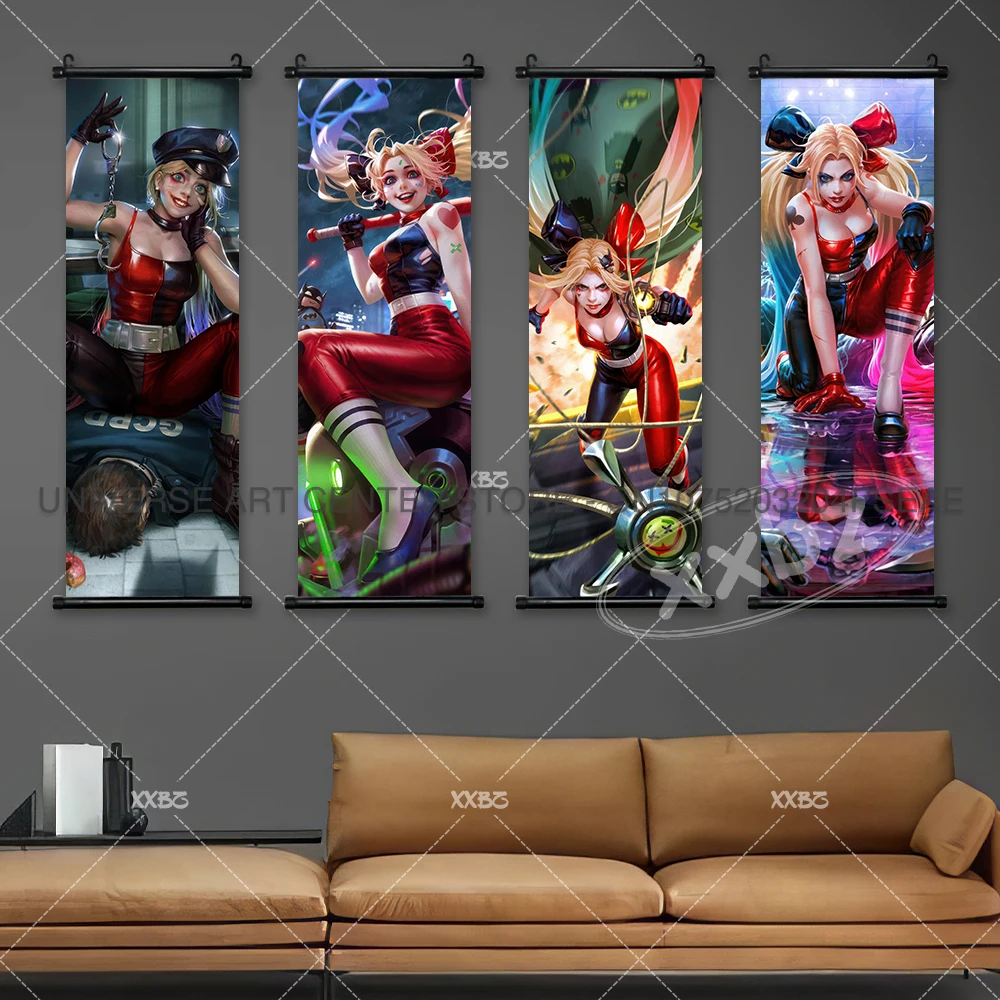 Harley Quinn Poster Sexy Movie Hanging Painting Nihilism Wall Art Suicide Squad Home Decoration Joker Anime Scroll Pictures Gift