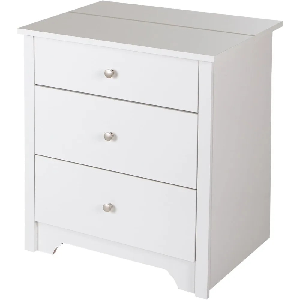 Nightstand with 2 Drawers and Charging Station, Pure White