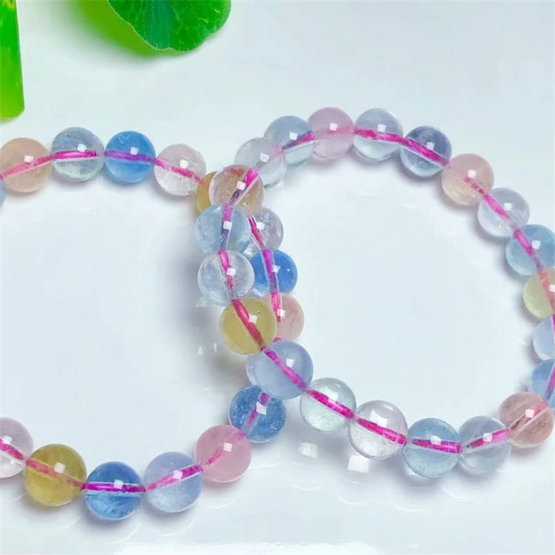 Natural Morganite Bracelet Multicolor Morgan Gemstone Beads Bracelets Pink Beryls Charm Women Reiki Crystal Jewelry  8/9/10mm