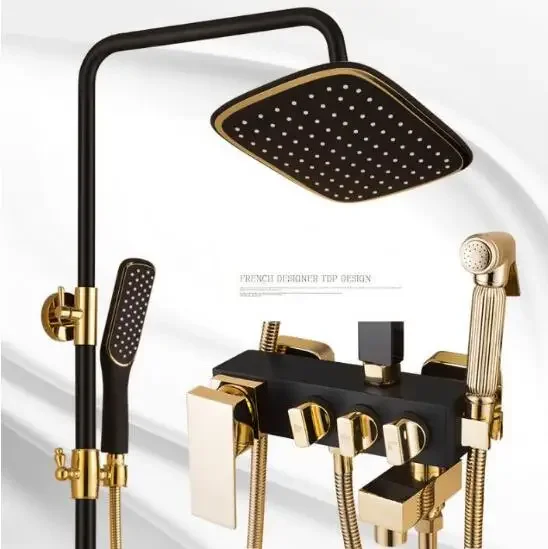 Bathroom Luxury black Golden shower mixer with bidet bath and shower mixer set bathroom Shower faucet Bathtub Faucet Sets