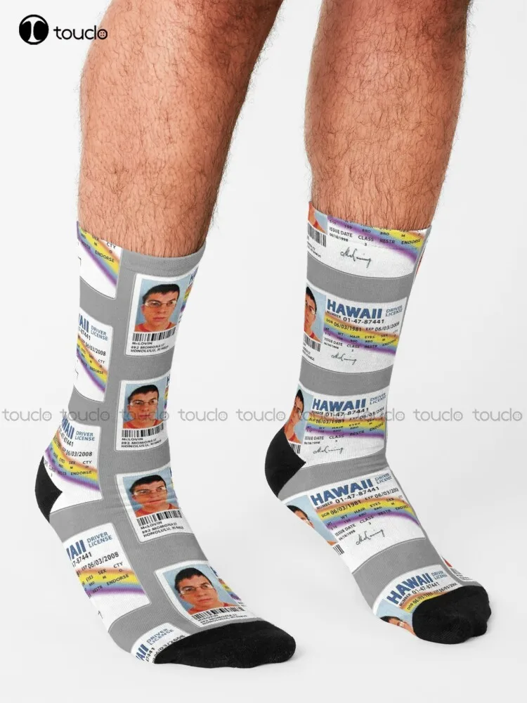 Mc Lovin Mclovin Mc Lovin Conduire Chauffeur Licence Super Mal Supergrave Hawaii Socks White Socks 360° Digital Print Gift Retro