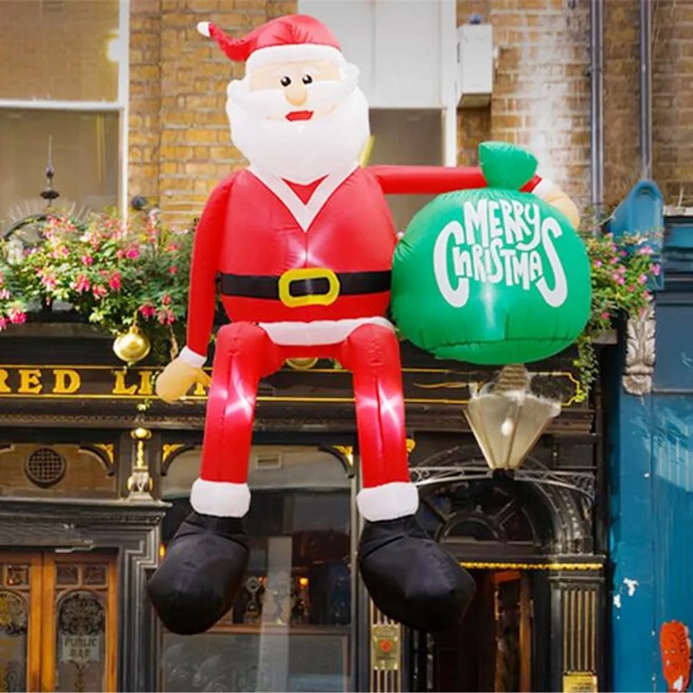 2.4M عيد الميلاد المطاطية تسلق سانتا سقف الديكور، المدمج في أضواء LED للخارجية داخلي سقف ساحة حديقة الحديقة الطرف #2