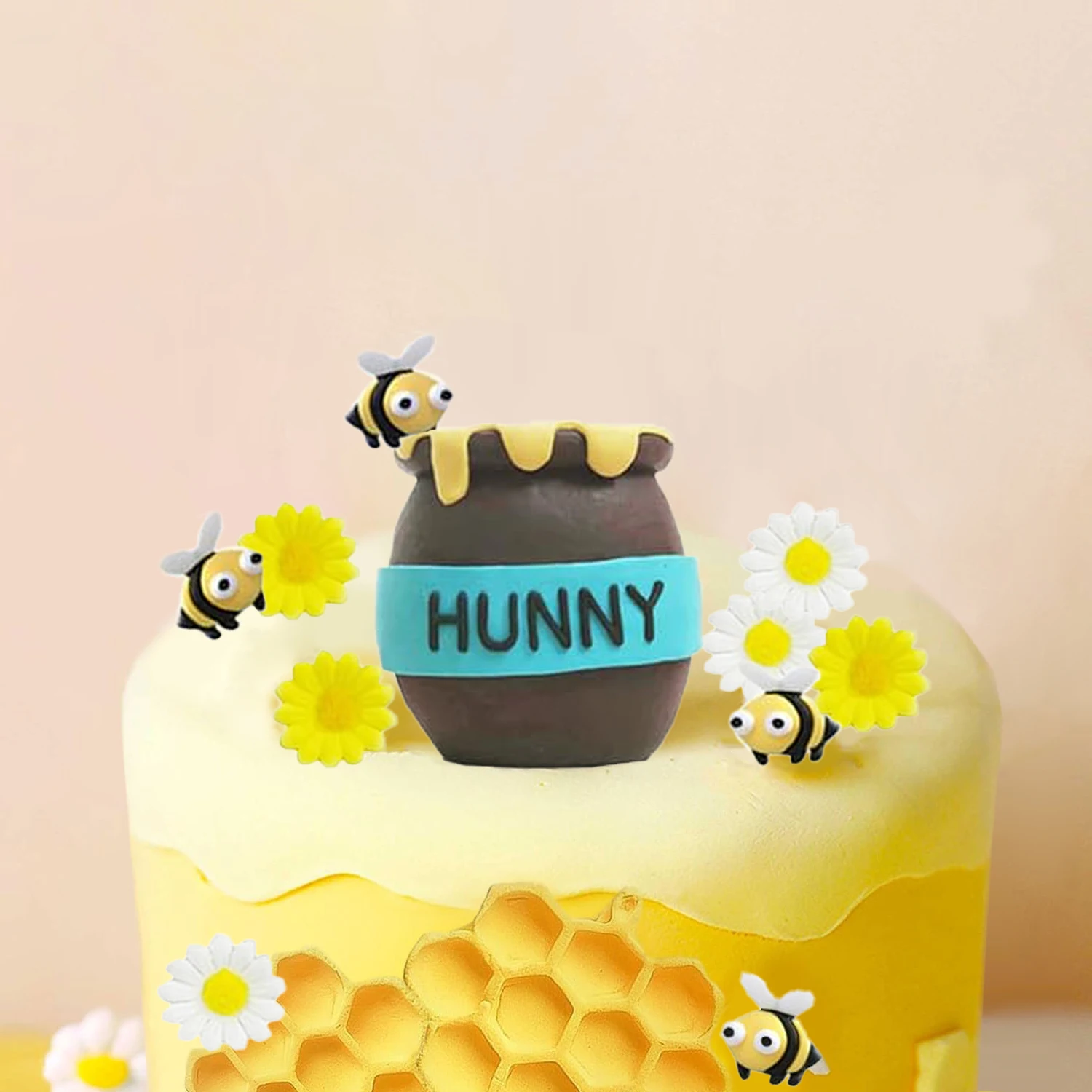 Honigglas-Kuchenaufsatz, Waben-Kuchendekorationen, Hummel-Kuchenaufsätze für Geburtstag, Bienenthema, Babyparty – Detail 4
