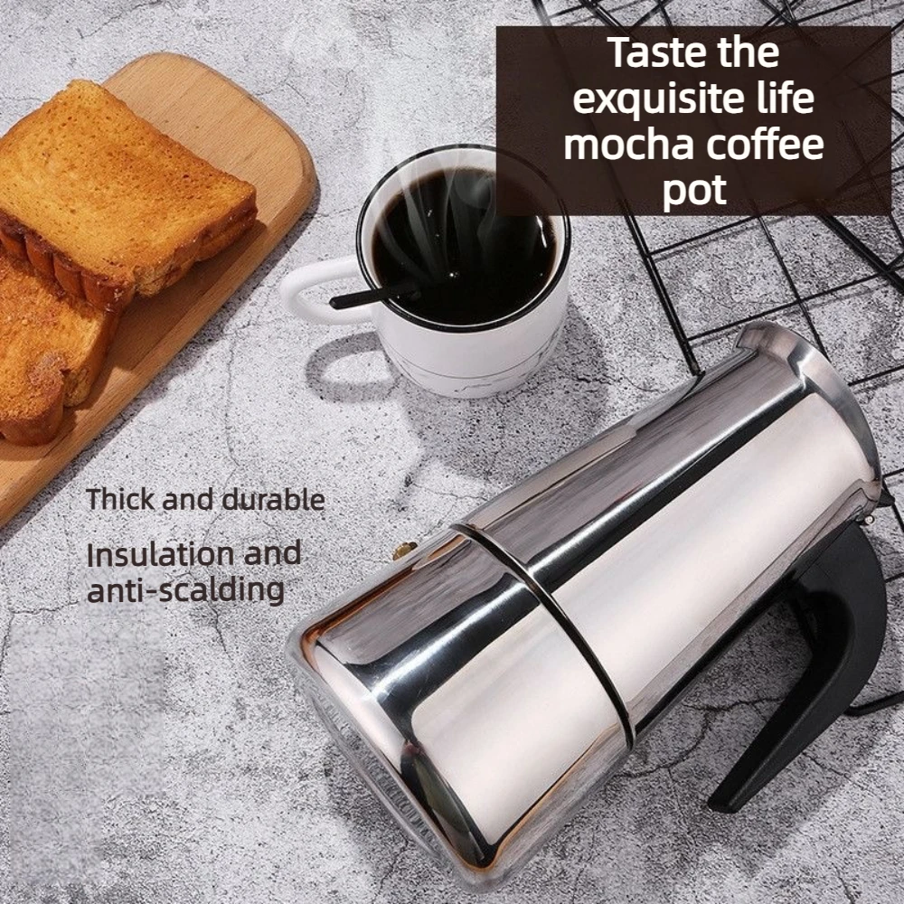 Premium Stainless Steel Moka Coffee Maker 2 4 6 Cups Italian Espresso Pot Stovetop for Home Kitchen Filter Coffee