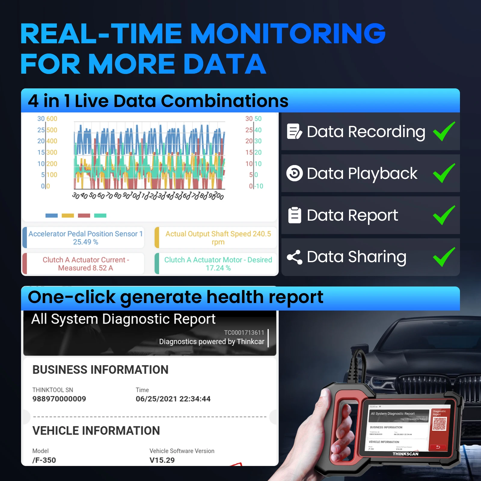 THINKCAR Thinkscan Plus S6 OBD2 Car Scanner Engine ABS SRS TCM 4 System Diagnostic tool oil TPMS reset Code Reader Liftime Free