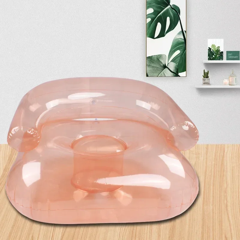 Simple Inflatable Home Lazy Air Sofa Transparent Sequin Lounge Chair Portable Pvc Inflatable Sofa Outdoor Portable