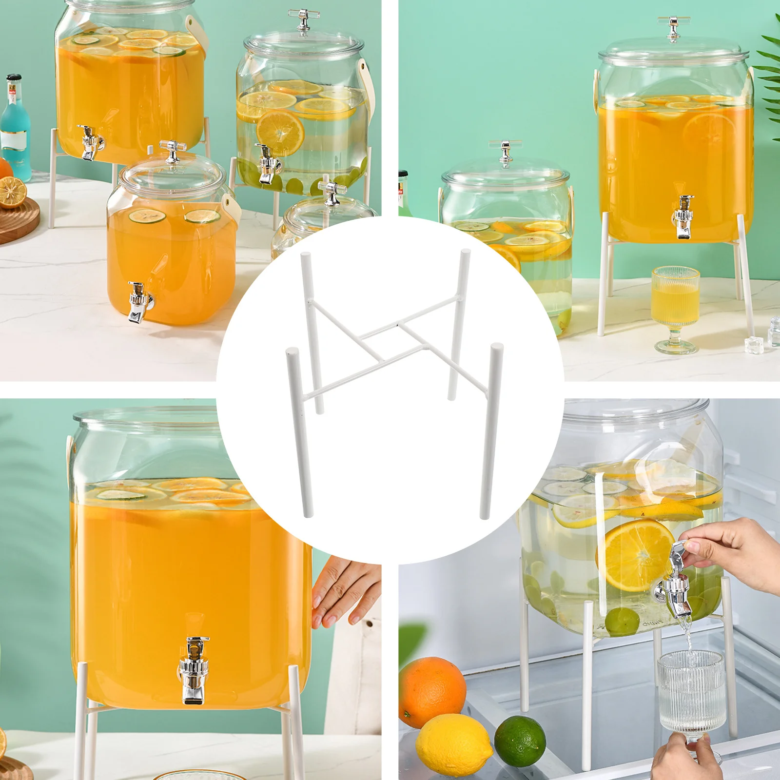 

Beverage Dispenser Stand 4.5L Water Jug Holder For Round Glass Crock Ice Bucket Rack Countertop Base Drink Barrel Display