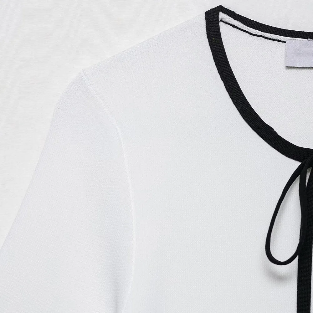 2025 inizio autunno francese piccola fragranza stile collana cardigan a maniche corte lavorato a maglia con lacci nuova top da donna