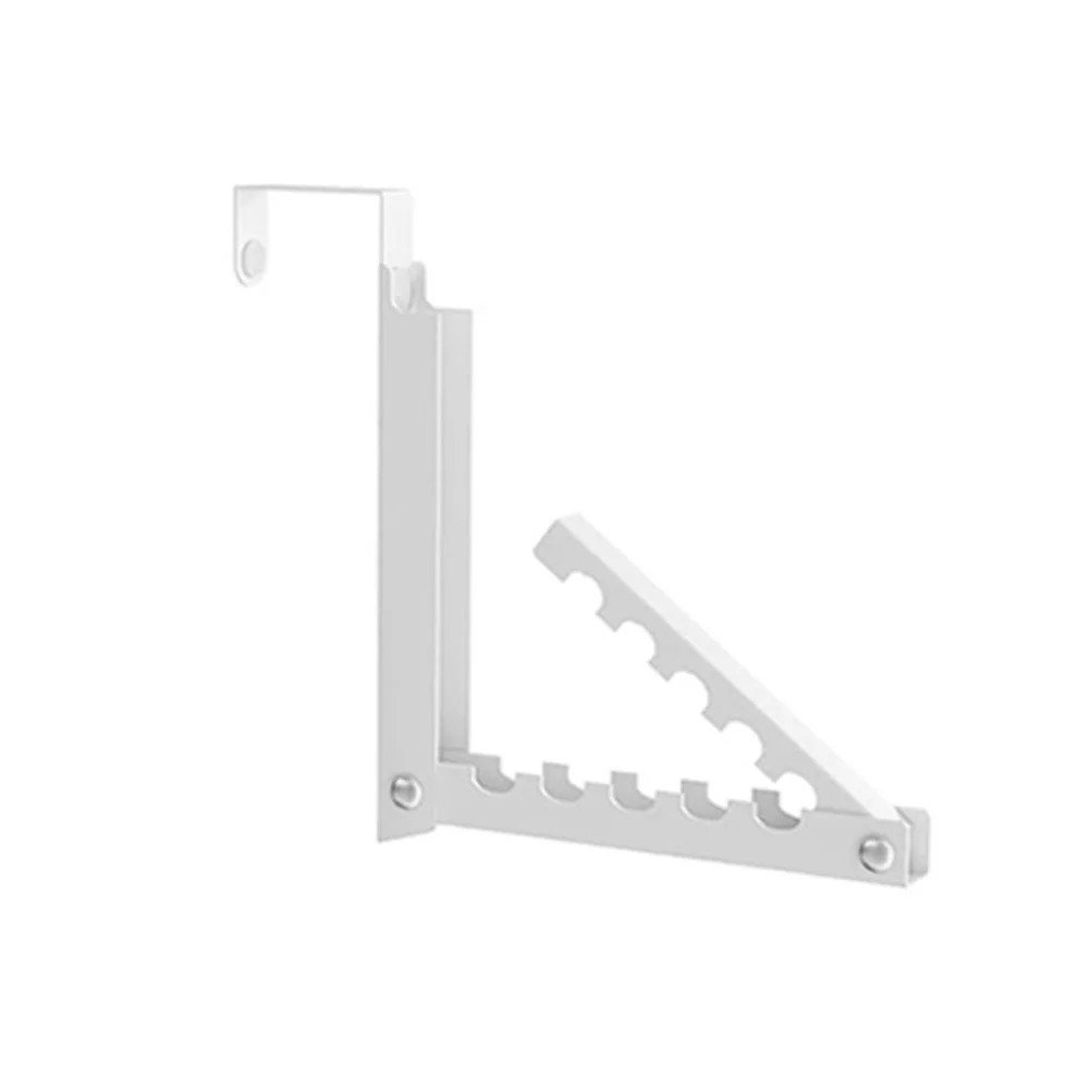 Lightweight Over the Door Clothes Hanger White Metal Foldable Drying Rack with Extendable Rod 10 Hanging Positions