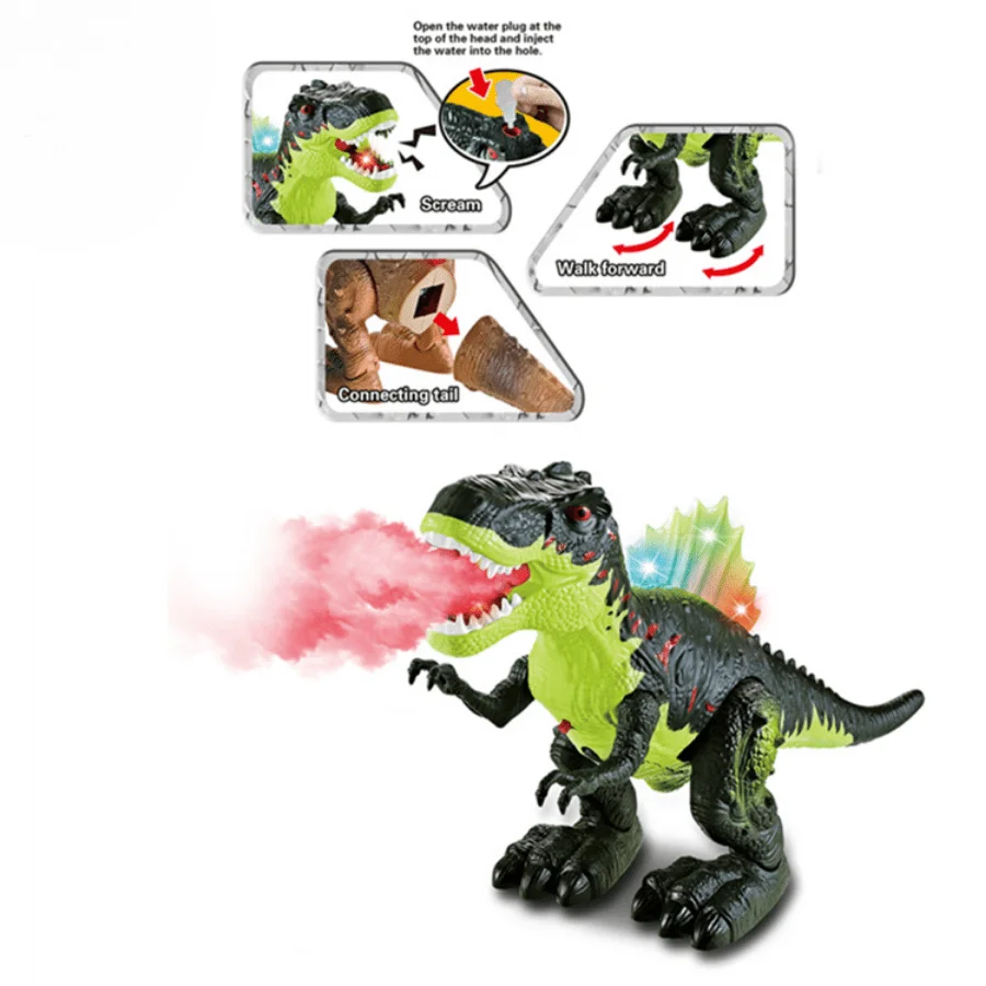 Spray Mecánico Dinosaurio Eléctrico Juguete Eléctrico Universal Simulación Mecánica Spray Tiranosaurio Rex con Luces y Música