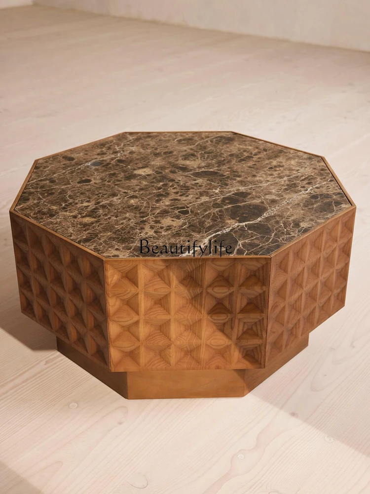

Боковой столик из массива дерева, мраморный небольшой журнальный столик в античном стиле, прикроватный угловой столик для гостиной, спальни