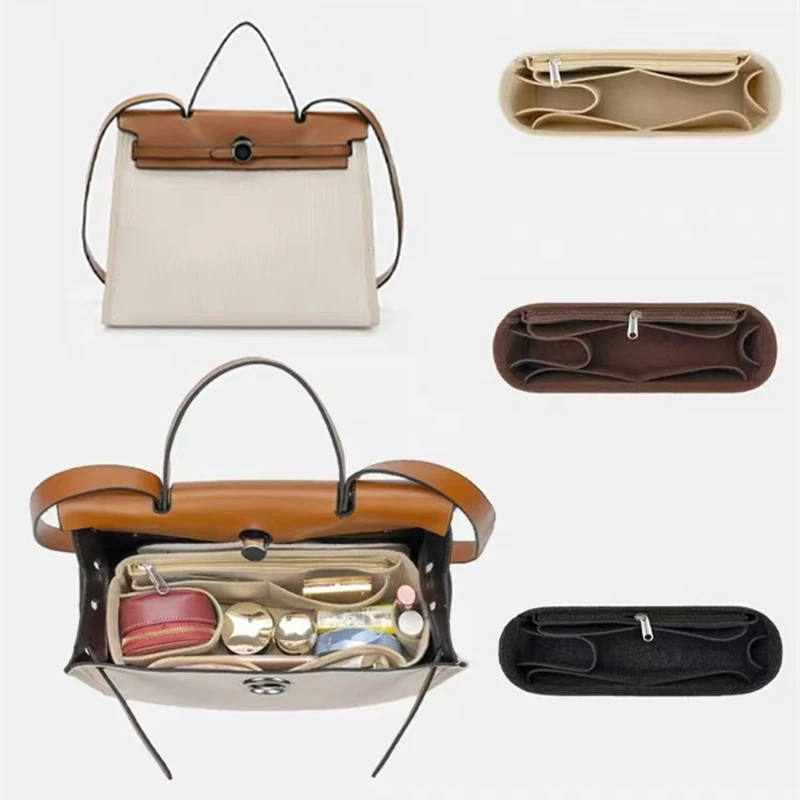 Bag Organizer Felt Liner Pocket Accessory For Hermes Herbag 31 39 Handbag Durable Lining Storage Sorting Bag Support Inner Part