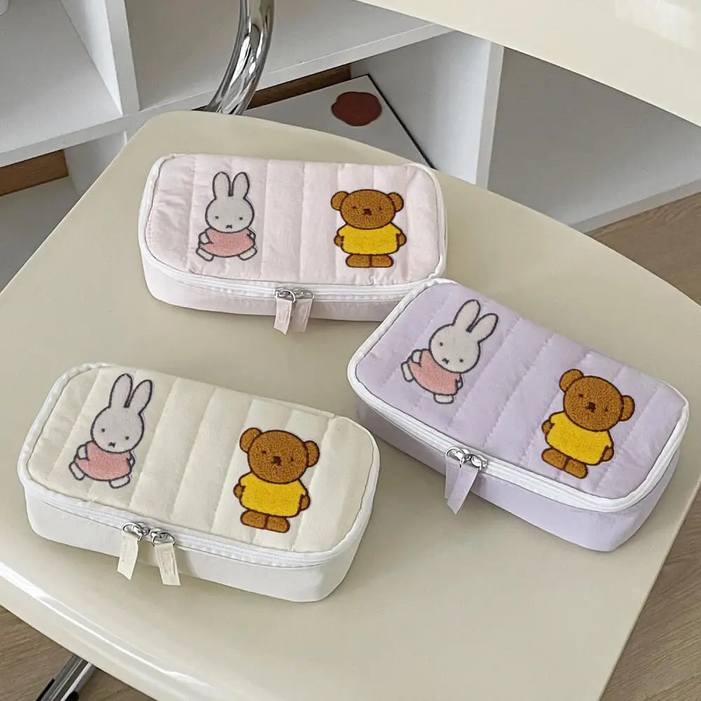 미피 필통 고급스러운 외관 학생용 휴대용 마카롱 심플 문구함 대용량 세로형 바 스토리지 백