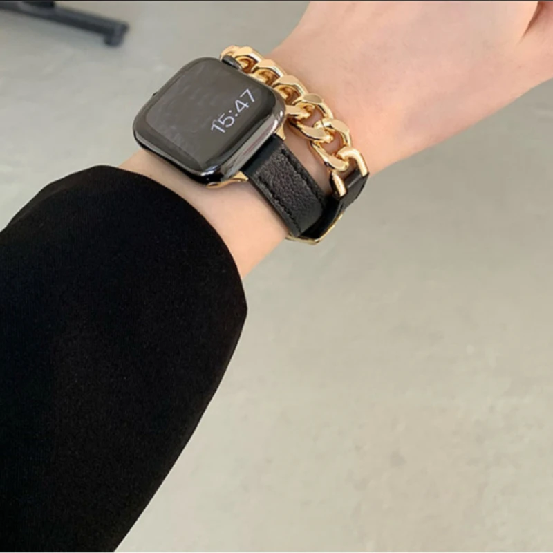 حزام من الجلد لساعة أبل 38 مللي متر 40 41 42 44 45 46 49 مللي متر سوار نسائي نحيف لسلسلة iWatch 10 9 8 7 se 6 5 4 3 Ultra 2