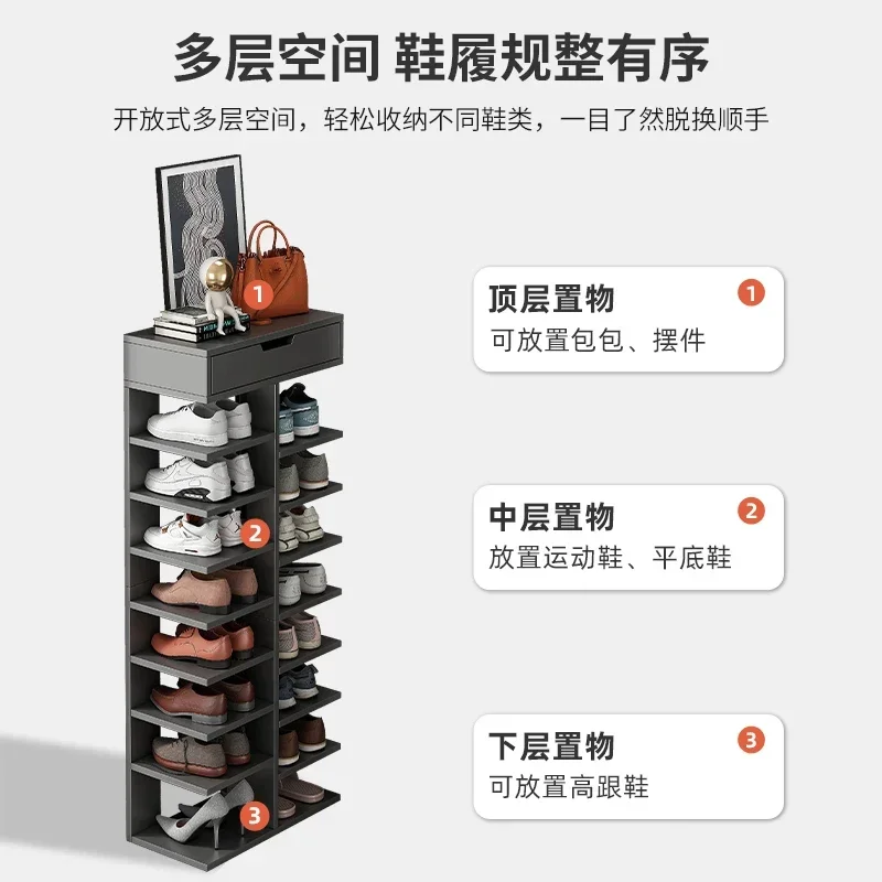 Étagères de rangement pour chaussures, civière mince, coin en plastique, rotatif, accoudable, multicouche, meubles de maison