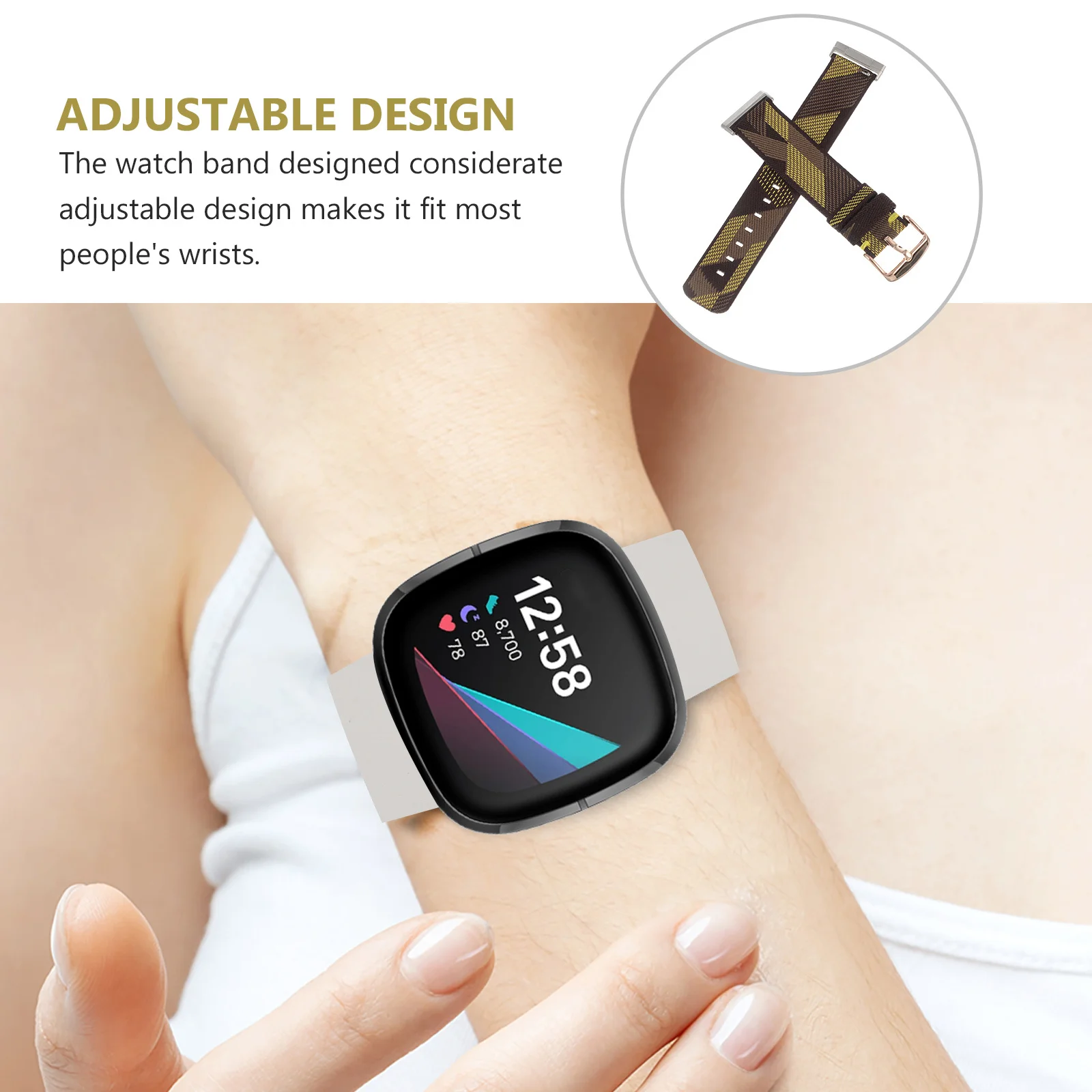 

1 шт. нейлоновый холщовый ремешок для часов, прочный регулируемый стильный сменный ремешок для 3 Sense, удобный ремешок на запястье