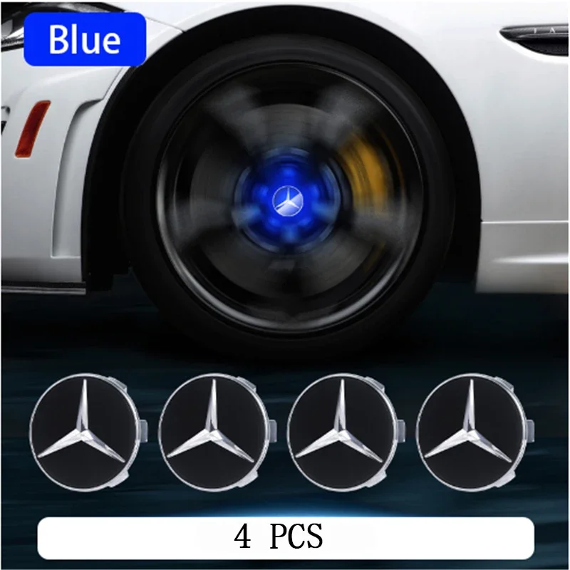 4PC/Set Mercedes Benz Magnetic Suspension Wheel Hub Caps LED Illuminated Lights  Upgrade Wheel Center Caps